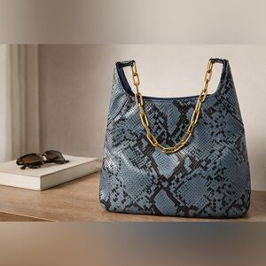 Italian Leather Snakeskin Embossed Shoulder Bag Gold Chain Bloomingdale’s